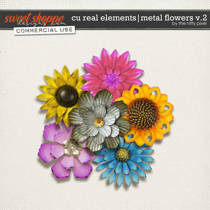 CU REALISTIC ELEMENTS | METAL FLOWERS V.2 by The Nifty Pixel