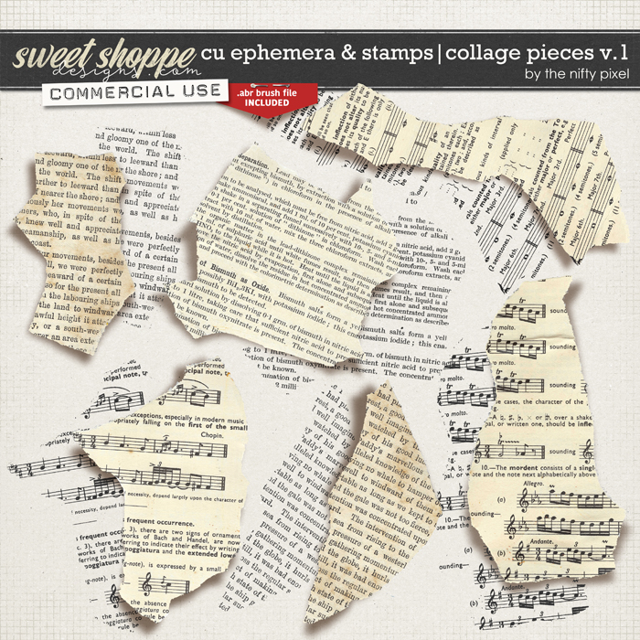 CU EPHEMERA & STAMPS | COLLAGE PIECES V.1 by The Nifty Pixel