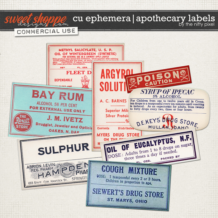 CU EPHEMERA | APOTHECARY LABELS V.1 by The Nifty Pixel