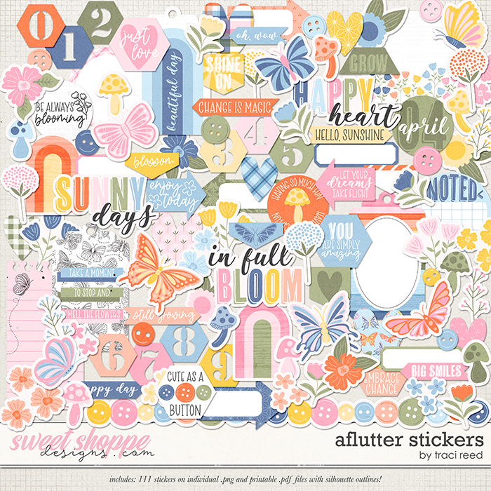 Aflutter Stickers by Traci Reed