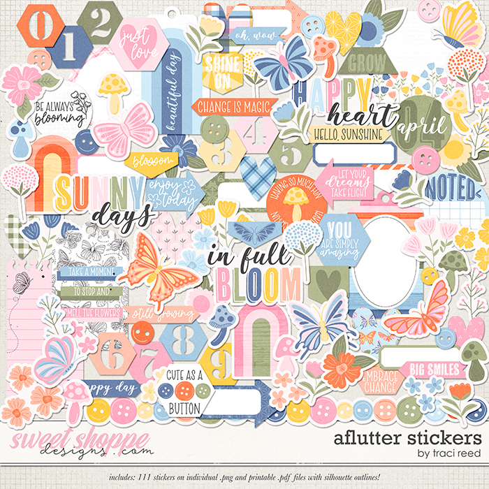 Aflutter Stickers by Traci Reed Aflutter Stickers by Traci Reed