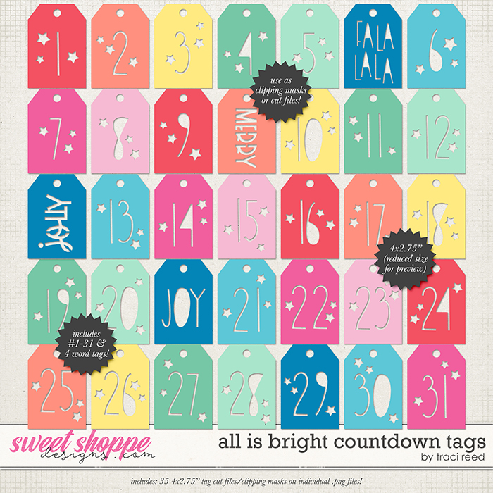 All Is Bright Countdown Tags by Traci Reed