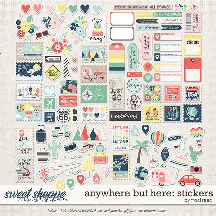 Anywhere But Here Stickers by Traci Reed