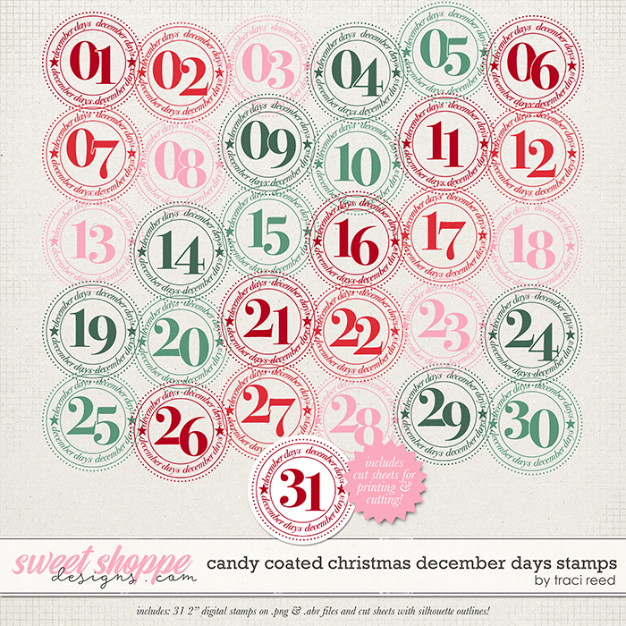 Candy Coated Christmas December Days Stamps by Traci Reed Candy Coated Christmas December Days Stamps by Traci Reed