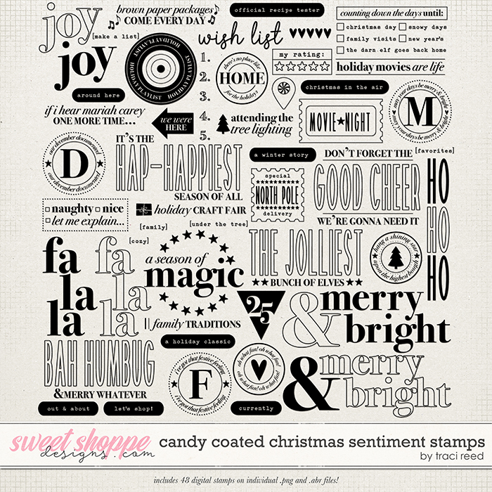 Candy Coated Christmas Sentiment Stamps by Traci Reed Candy Coated Christmas Sentiment Stamps by Traci Reed