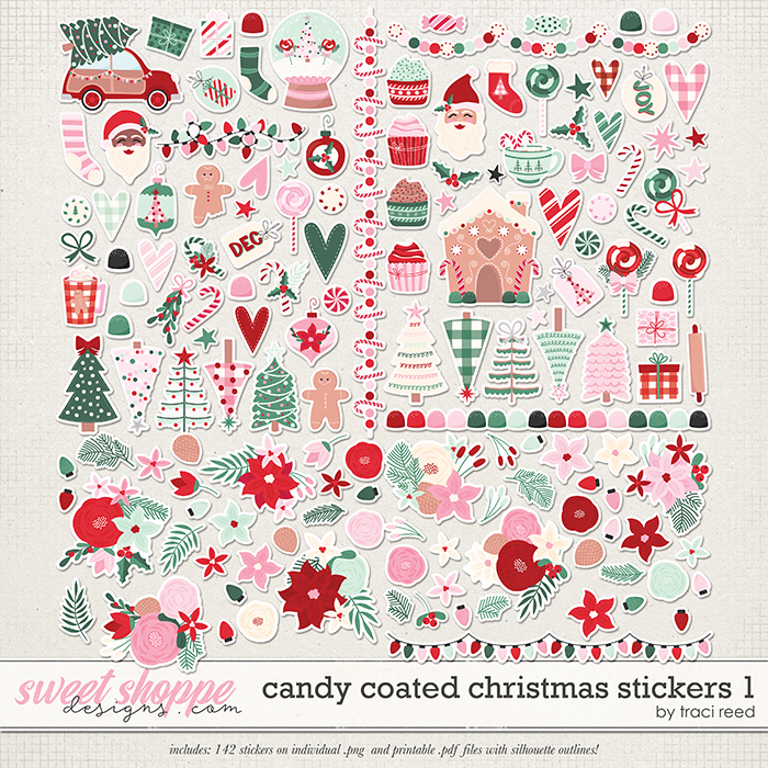 Candy Coated Christmas Stickers #1 by Traci Reed