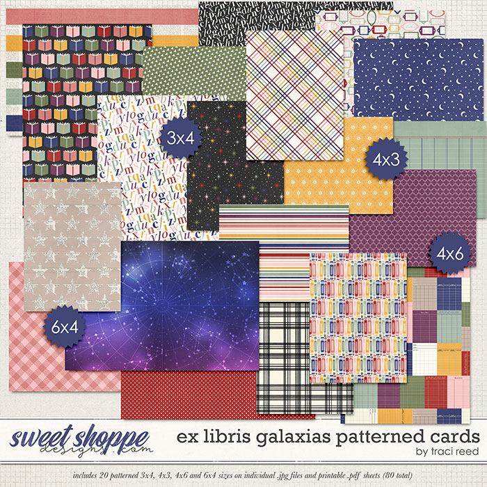 Ex Libris Galaxias Patterned Cards by Traci Reed
