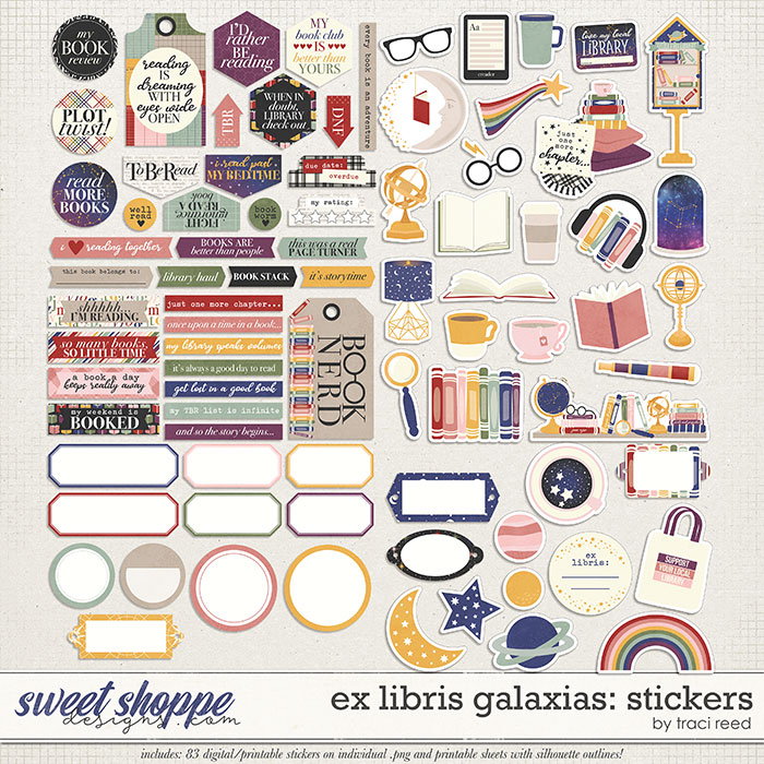 Ex Libris Galaxias Stickers by Traci Reed Ex Libris Galaxias Stickers by Traci Reed
