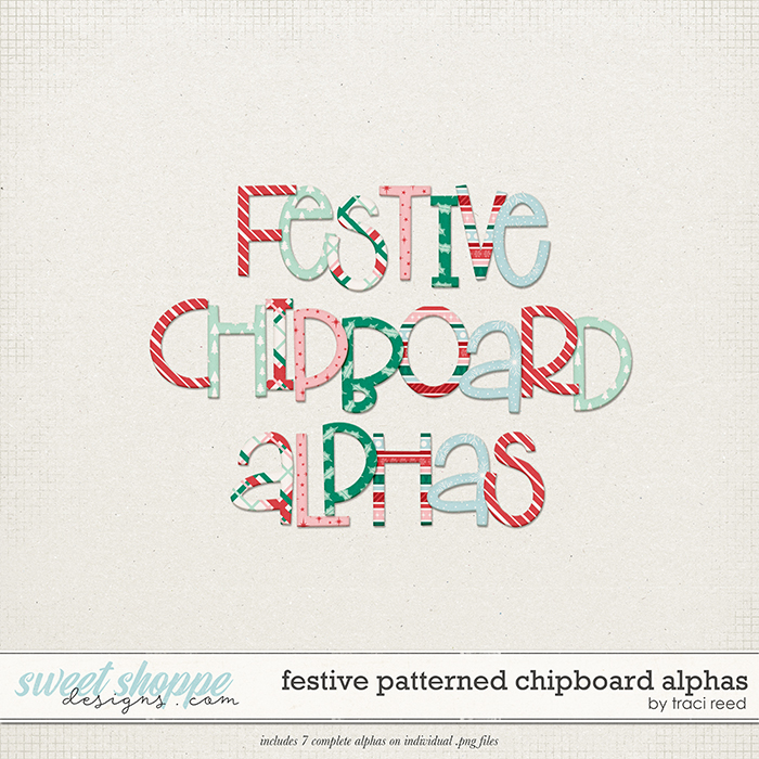 Festive Patterned Chipboard Alphas by Traci Reed