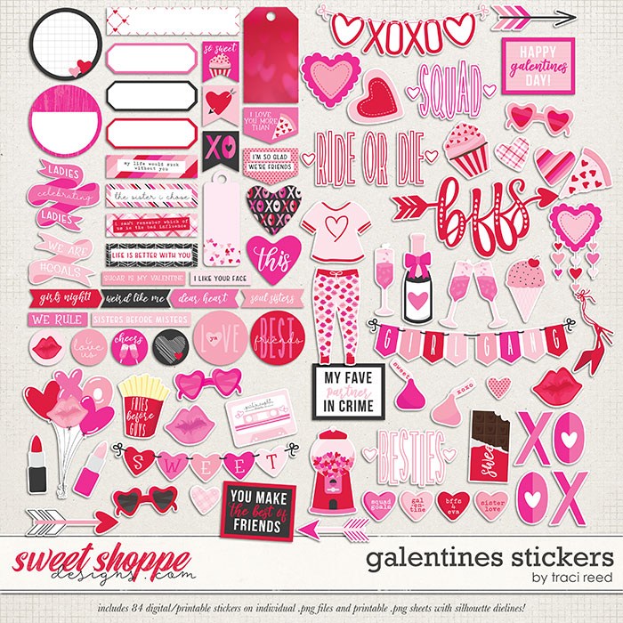 Galentines Stickers by Traci Reed Galentines Stickers by Traci Reed