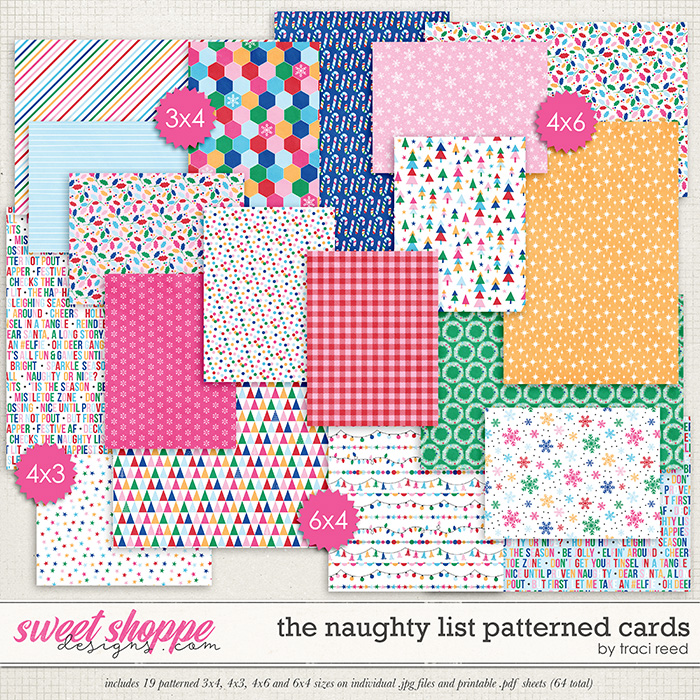 The Naughty List Patterned Cards by Traci Reed