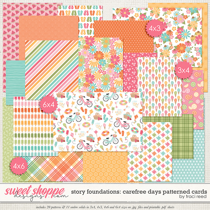 Story Foundations: Carefree Days Patterned Cards by Traci Reed