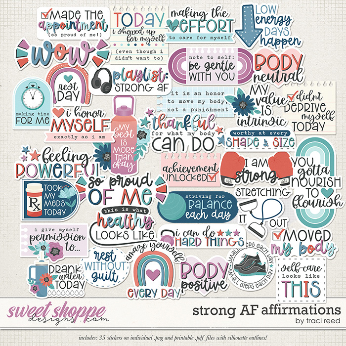 Strong AF Affirmation Stickers by Traci Reed