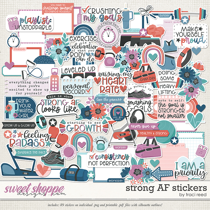 Strong AF Stickers by Traci Reed