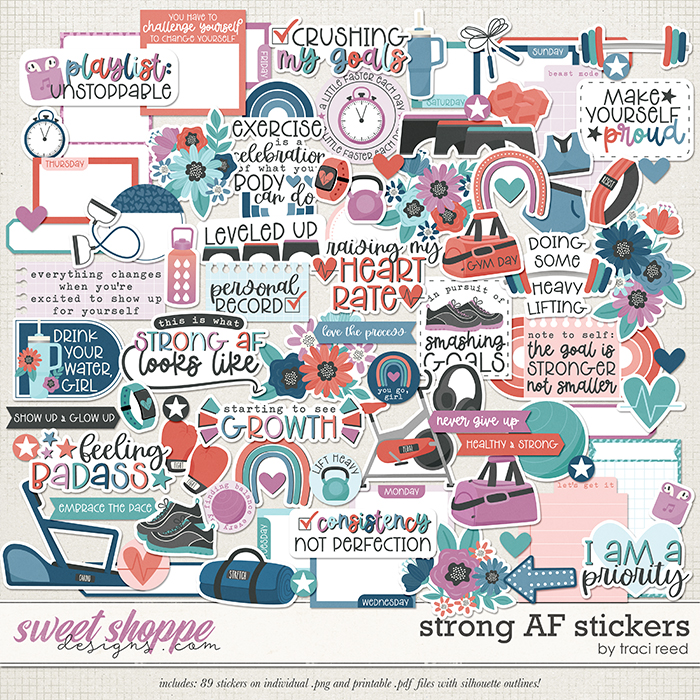 Strong AF Stickers by Traci Reed Strong AF Stickers by Traci Reed