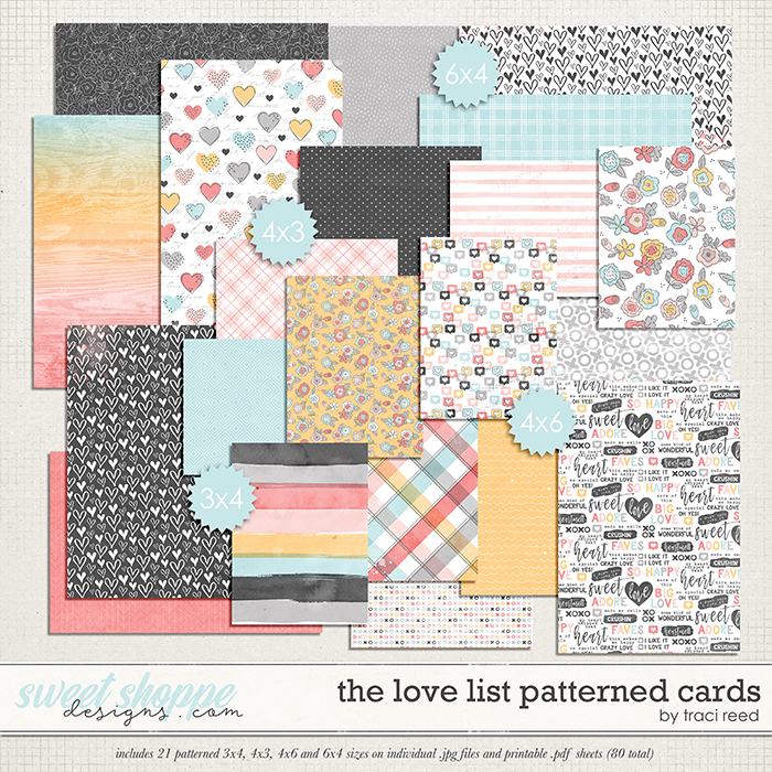The Love List Patterned Cards by Traci Reed