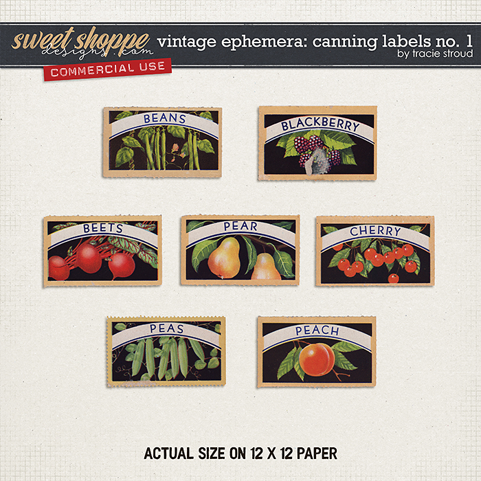 CU Vintage Ephemera: Canning Labels no. 1 by Tracie Stroud CU Vintage Ephemera: Canning Labels no. 1 by Tracie Stroud