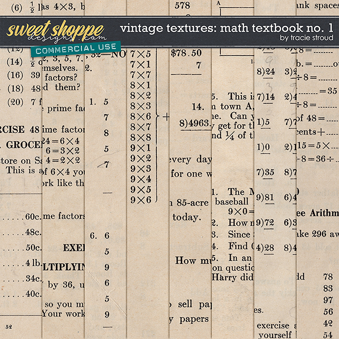 CU Vintage Textures: Math Textbook no. 1 by Tracie Stroud