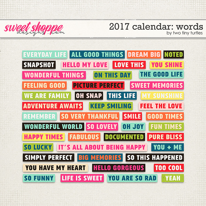 2017 Calendar: Words by Two Tiny Turtles 2017 Calendar: Words by Two Tiny Turtles