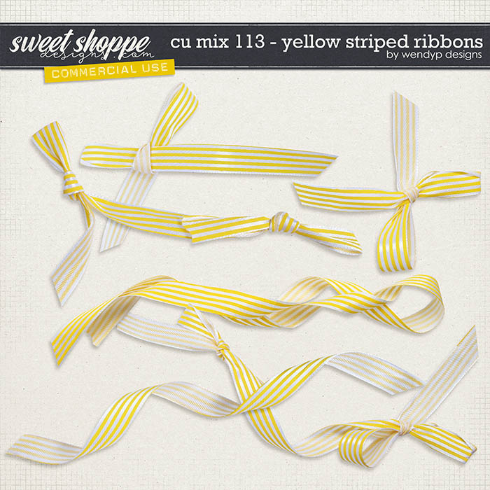 CU Mix 113 - Yellow Striped ribbons by WendyP Designs