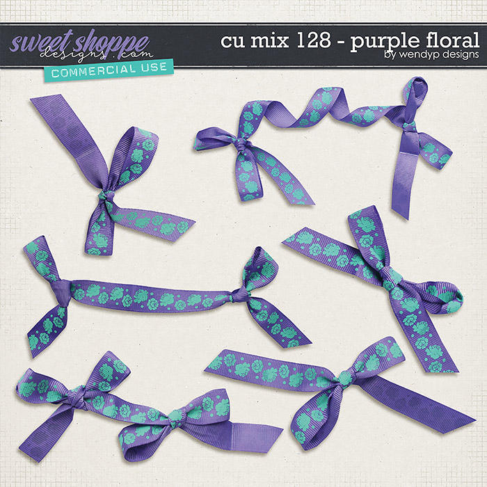 CU Mix 128 - Purple floral ribbons by WendyP Designs