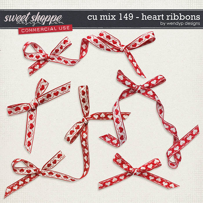 CU Mix 149 - heart ribbons by WendyP Designs