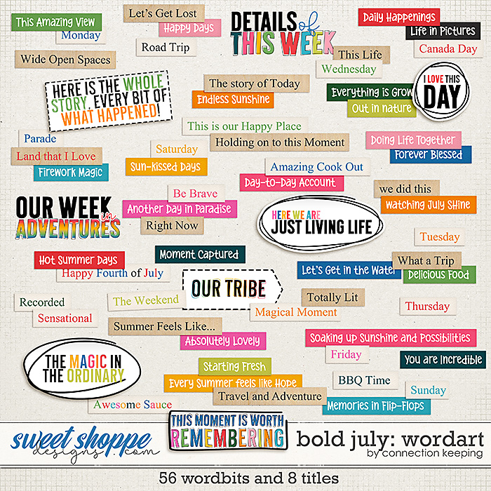 Bold July Word Art by Connection Keeping
