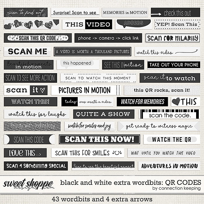 Black & White Extra Wordbits: QR Codes by Connection Keeping