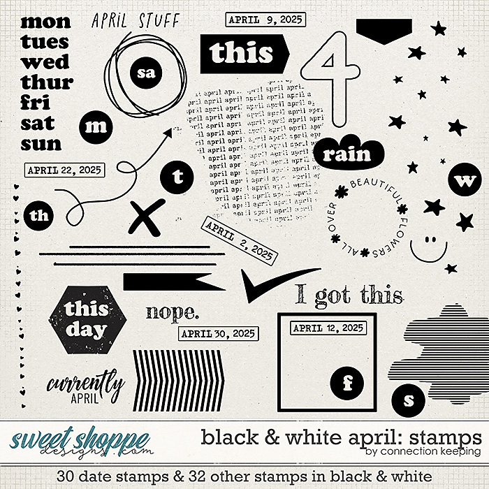 Black & White: April Stamps by Connection Keeping