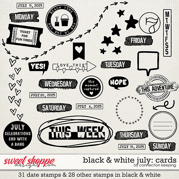 Black & White: July Stamps by Connection Keeping