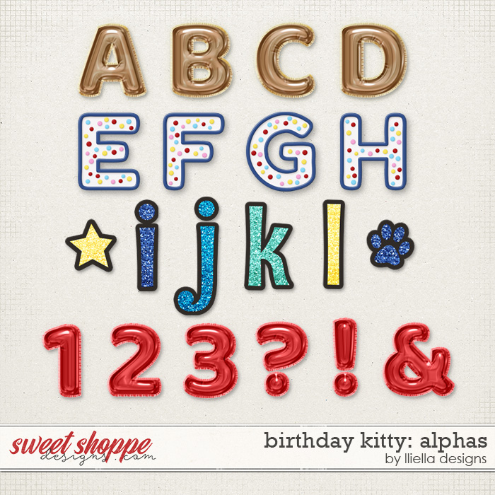 Birthday Kitty Alphas by lliella designs Birthday Kitty Alphas by lliella designs