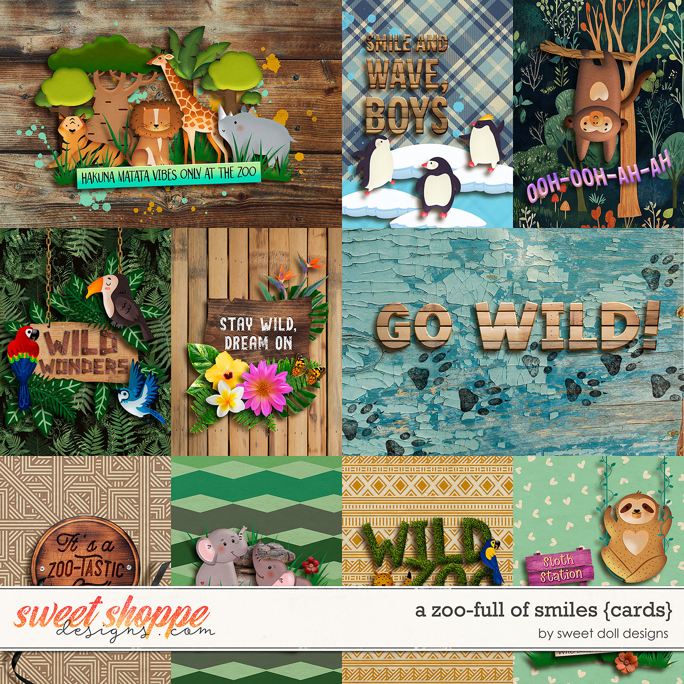 A Zoo-full of Smiles {cards} by Sweet Doll designs