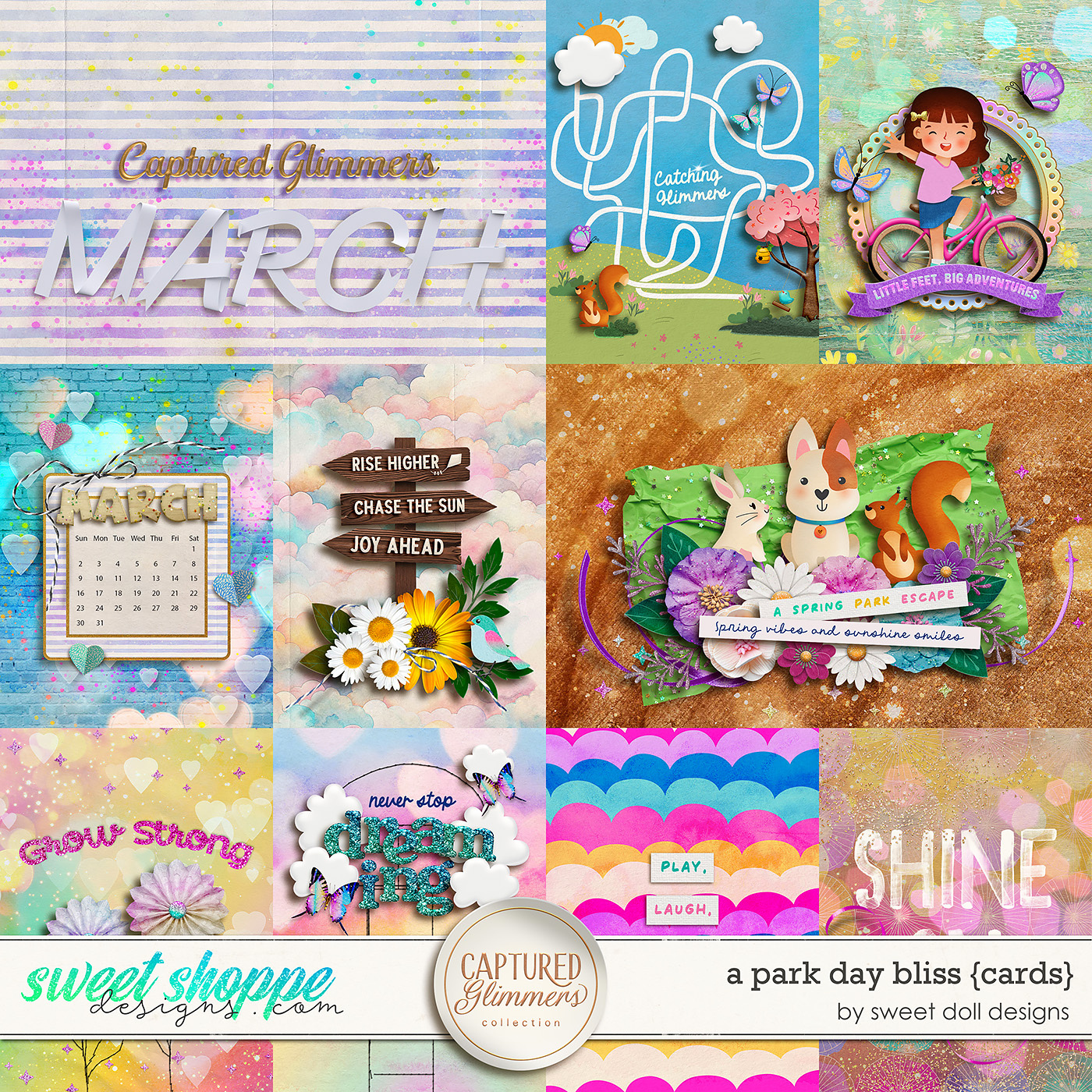 Captured Glimmers: A Park Day Bliss {cards} by Sweet Doll designs