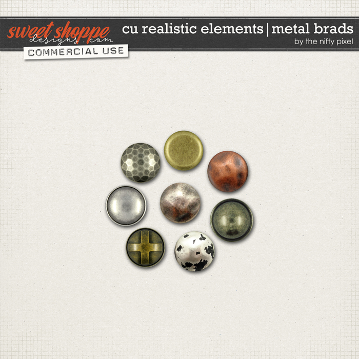 CU REALISTIC ELEMENTS | METAL BRADS by The Nifty Pixel
