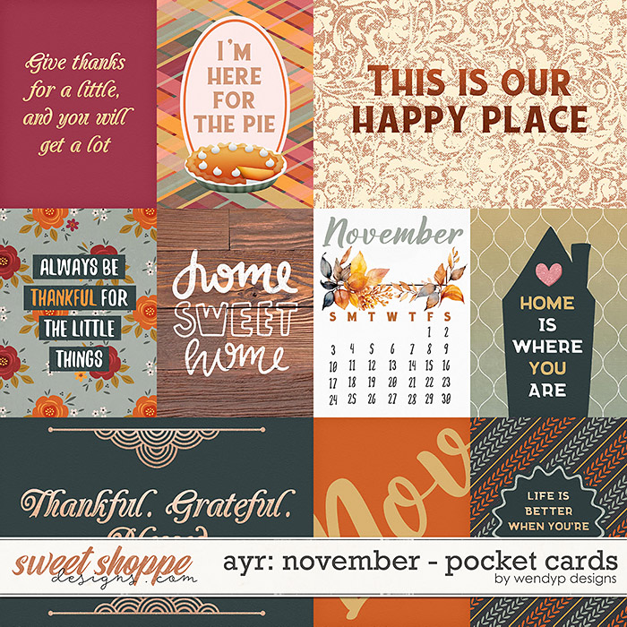 All year round: November - Pocket cards by WendyP Designs