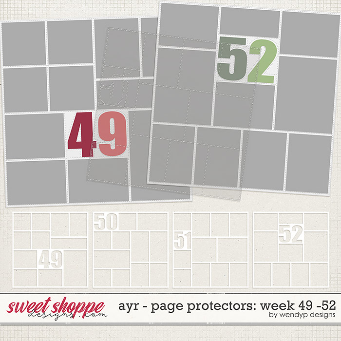All year round - Page protectors: week 49 to 52 by WendyP Designs