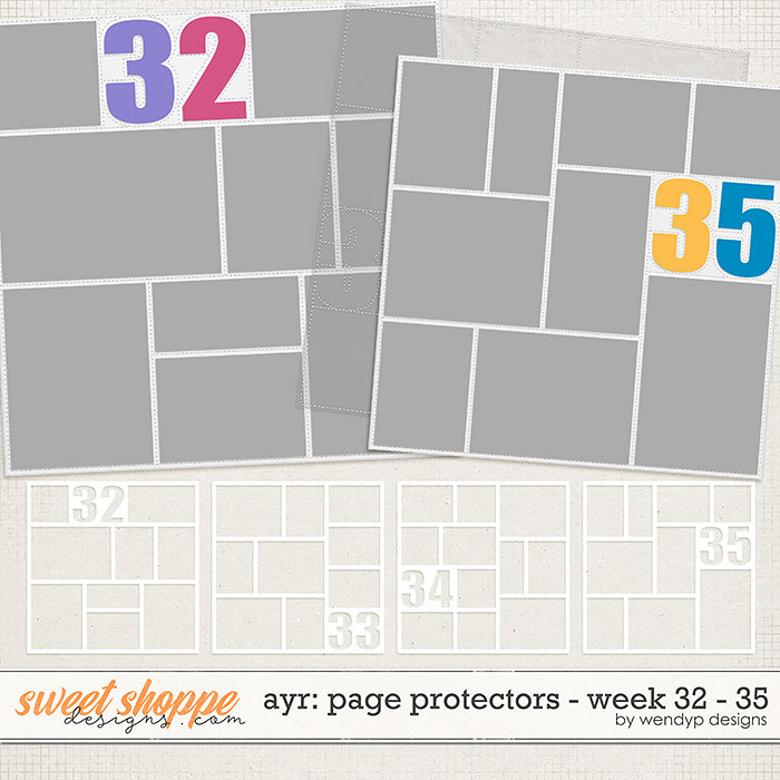 All year round: page protectors week 32 - 35 by WendyP Designs