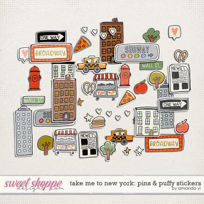 Take me to New York: pins & puffy stickers by Amanda Yi