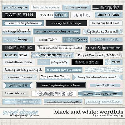 Black & White: January Wordbits by Connection Keeping