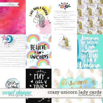 Crazy unicorn lady cards by Little Butterfly Wings