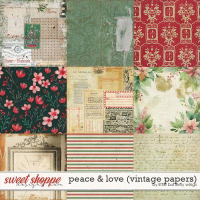 Peace & Love (vintage papers) by Little Butterfly Wings