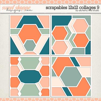 Scrapables: 12x12 Collages 9 Layered Templates by Alchemy Wild Studio Scrapables: 12x12 Collages 9 Layered Templates by Alchemy Wild Studio