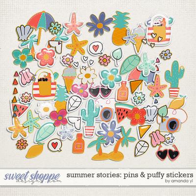Summer Stories: pins & puffy stickers by Amanda Yi