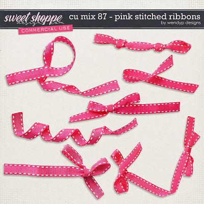 CU Mix 87 -Pink stitched ribbons by WendyP Designs