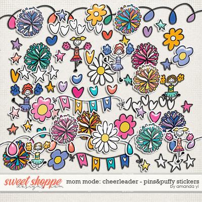 Mom mode: cheerleader: pins&puffy stickers by Amanda Yi