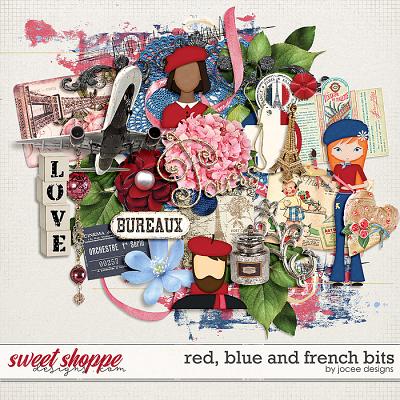Red Blue and French Bits by JoCee Designs