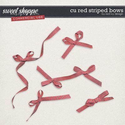 CU Red Striped Bows by Red Ivy Design