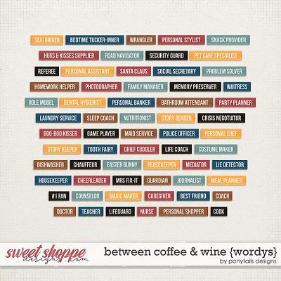 Between Coffee and Wine Wordys by Ponytails