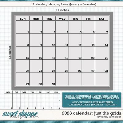 Cindy's Layered Templates - 2023 Calendar: Just the Grids by Cindy Schneider