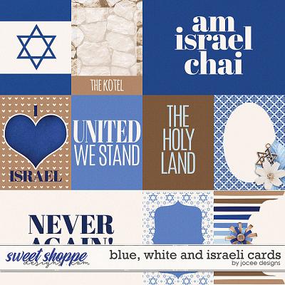 Blue White and Israeli Cards by JoCee Designs